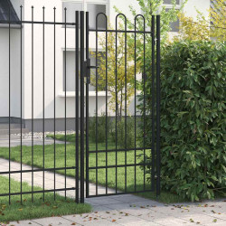 Portão de cerca boxtel porta única com topo arqueado em aço 1x2 m preto