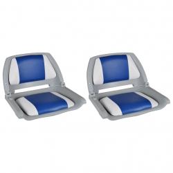 Assentos barco 2 pcs encosto dobrável azul/branco 41x51x48 cm - Imagen 1
