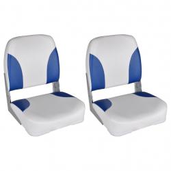 Assentos barco 2 pcs encosto dobrável azul/branco 41x36x48 cm - Imagen 1