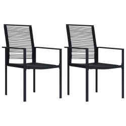Cadeiras de jardim 2 pcs vime de PVC preto
