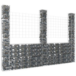 Cesto gabião em forma de u c/ 3 postes 260x20x200 cm ferro