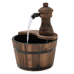 Fonte de Água de Madeira Fonte de Jardim em Cascata com Bomba Elétrica e Saída de Água Ajustável para Decoração 27x27x37 cm Made