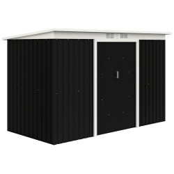 Abrigo de jardim 280x130x172cm abrigo de exterior de aço galvanizado com porta corredeira e ventilações cinza escuro