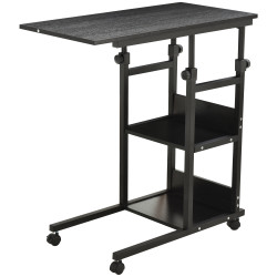 Mesa Lateral para Sofá Mesa lateral em Forma de C com 4 rodas Giratórias Freios Altura Ajustável 3 níveis Estrutura Metálica 80x