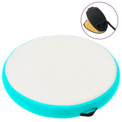 Tapete de ginástica insuflável com bomba 100x100x10cm PVC verde