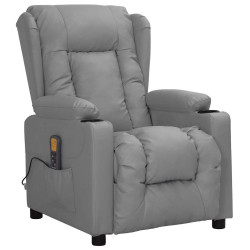 Cadeira de massagens couro artificial cinzento