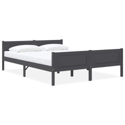 Estrutura de cama em pinho maciço 140x200 cm cinzento