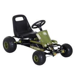 Kart a Pedais com Assento Ajustável Embreagem Travão de Mão para Crianças de 3-6 Anos 99x65x56 cm Verde e Preto