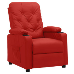 Poltrona reclinável couro artificial vermelho tinto