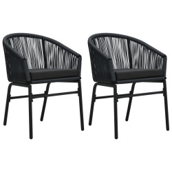 Cadeiras de jardim 2 pcs vime PE preto