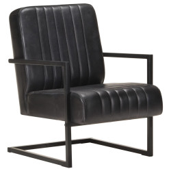 Poltrona cantilever couro genuíno preto
