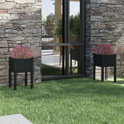 Vasos/floreiras de jardim 2 pcs 40x40x70 cm pinho maciço preto