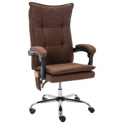 Cadeira de escritório c/ função de massagem tecido castanho