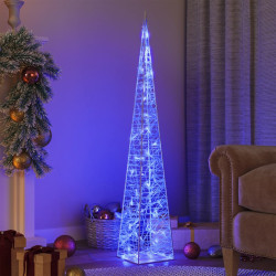 Cone de iluminação decorat. c/ leds azuis acrílico 120 cm