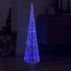 Pirâmide de iluminação decorativa com leds acrílico 120 cm azul