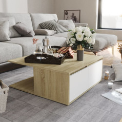 Mesa de centro derivados de madeira branco e carvalho sonoma