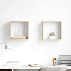 Prateleiras de parede em forma de cubo 2 pcs 30x15x30cm sonoma
