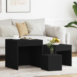 Mesas de encastrar 3 pcs derivados de madeira preto