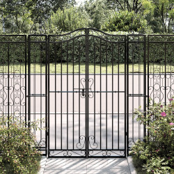 Portão de jardim 121x8x150 cm ferro forjado preto