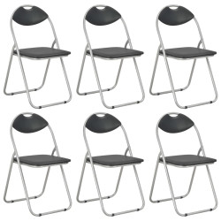 Cadeiras de jantar dobráveis 6 pcs couro artificial preto