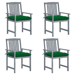 Cadeiras de jardim com almofadões 4 pcs acácia maciça cinza