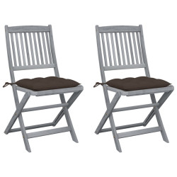 Cadeiras exterior dobráveis c/ almofadões 2 pcs acácia maciça