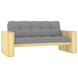 Banco de jardim c/ almofadões cinzentos 179 cm pinho impregnado