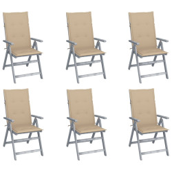 Cadeiras jardim reclináveis c/ almofadões 6 pcs acácia maciça
