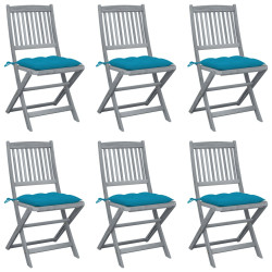 Cadeiras exterior dobráveis c/ almofadões 6 pcs acácia maciça