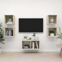 5 Pcs conjunto móveis de TV derivados madeira carvalho sonoma