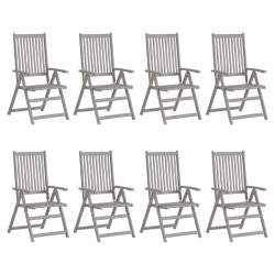 Cadeiras de jardim reclináveis 8 pcs acácia maciça cinzento