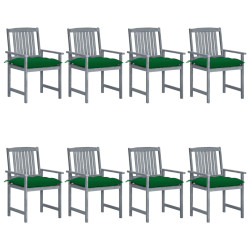 Cadeiras de jardim c/ almofadões 8 pcs acácia maciça cinzento