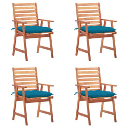 Cadeiras de jantar p/ jardim 4 pcs c/ almofadões acácia maciça