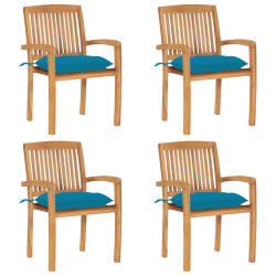 Cadeiras de jardim empiháveis c/ almofadões 4 pcs teca maciça