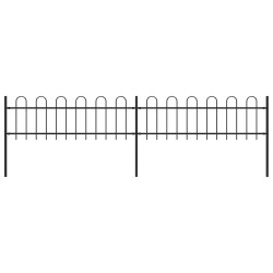 Cerca de jardim com arco superior em aço 337x60 cm preta