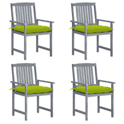 Cadeiras de jardim com almofadões 4 pcs acácia maciça cinza