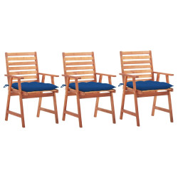 Cadeiras de jantar p/ jardim 3 pcs c/ almofadões acácia maciça