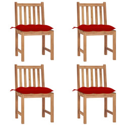 Cadeiras de jardim c/ almofadões 4 pcs madeira de teca maciça