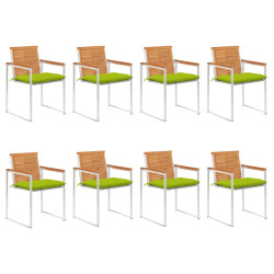 Cadeiras de jardim 8 pcs c/ almofadões madeira de acácia maciça