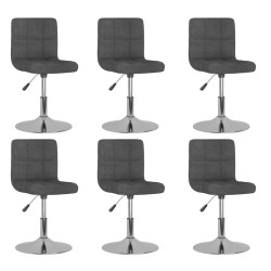 Cadeiras de jantar giratórias 6 pcs tecido cinzento-escuro