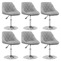 Cadeiras de jantar giratórias 6 pcs veludo cinzento-claro