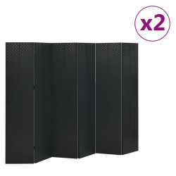 Divisórias/biombos com 6 painéis 2 pcs aço 240x180 cm preto