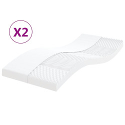 Colchões de espuma 2 pcs 90x200 cm 7 zonas dureza 20 ild branco