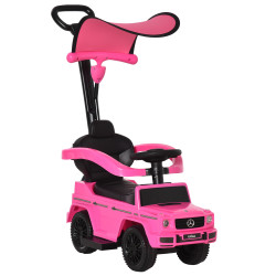 Carro Andador para Crianças Mercedes G350 com Buzina Capô Removível Encosto e Suporte de Proteção 85,5x40,5x95 cm Rosa