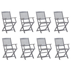 Cadeiras de exterior dobráveis 8 pcs madeira de acácia maciça