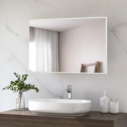 kleankin Espelho de Casa de Banho Retangular 104x60cm Espelho de Parede Decorativo e Moderno com Estrutura de Madeira para Dormi