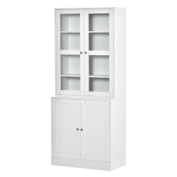 Vitrine para Sala de Estar Estante de Livros com 4 Portas e Prateleiras Superiores com Altura Ajustável Estilo Moderno Multiúso