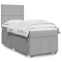 Cama com molas/colchão 90x200 cm tecido cinza-claro