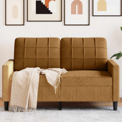 Sofá de 2 lugares veludo 120 cm castanho
