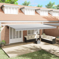 Toldo retrátil manual com luzes leds 600x300cm antracite/branco